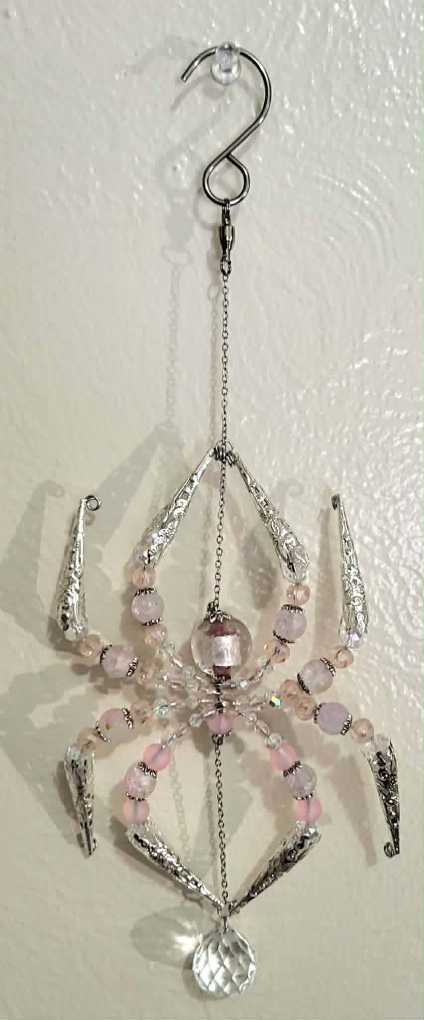 Pink Aurora Borealis Spider Spinner Suncatcher
