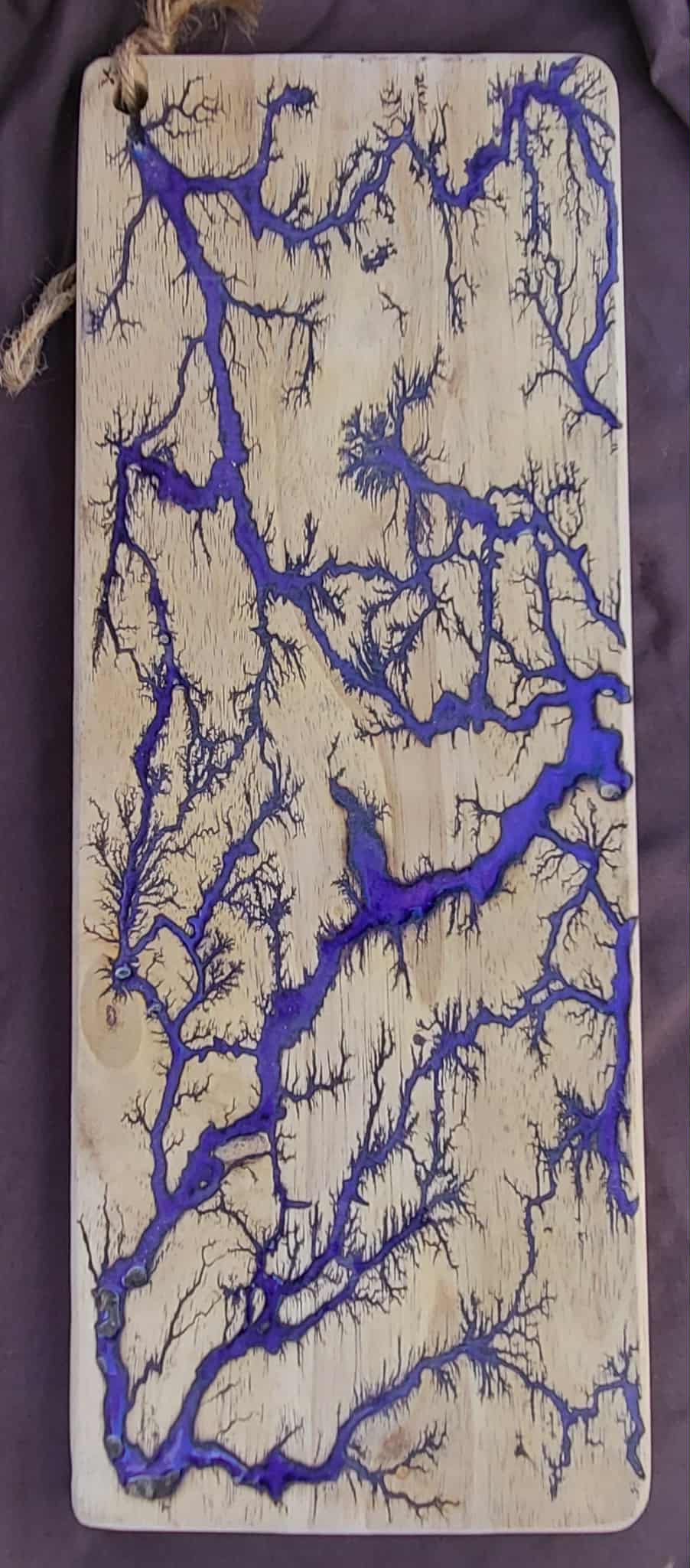 16) 20"x8" Reversible Serving / Charcuterie / Bread / Cutting Board- Purple & Blue - Fractal Burned - Food Safe