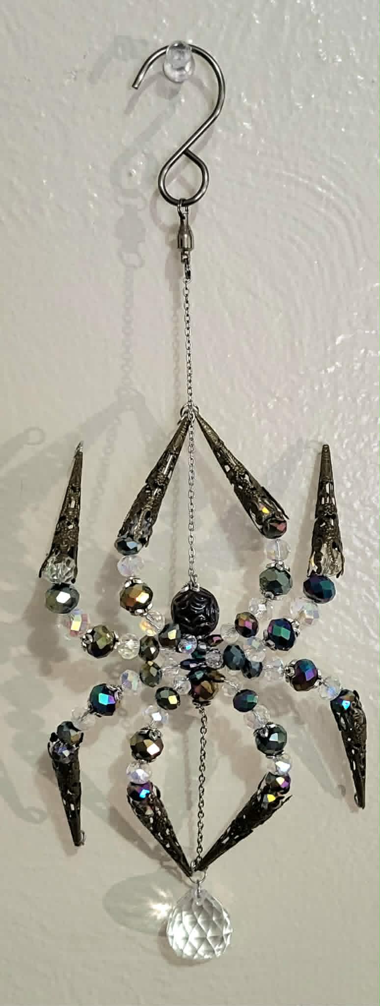 Champagne Rainbow Aurora Borealis Spider Spinner Suncatcher