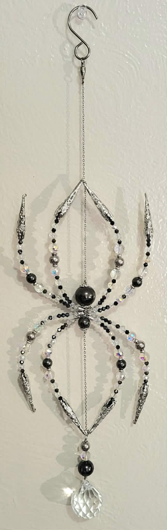 Large Pewter Pearl Spider Spinner Suncatcher