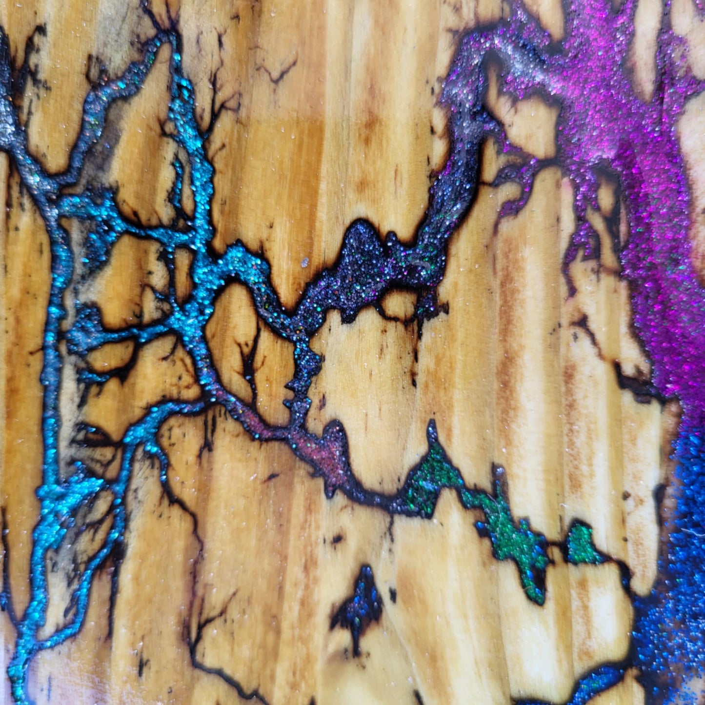 17 1/2" Multicolor Sparkling Fractal Burned Lazy Susan - Centerpiece