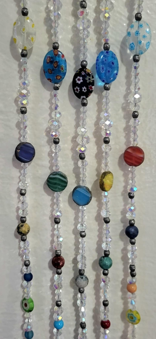 Bohemian Multicolored Suncatcher on Aspen Branch, Garden Art, Yard Decor, Window Art