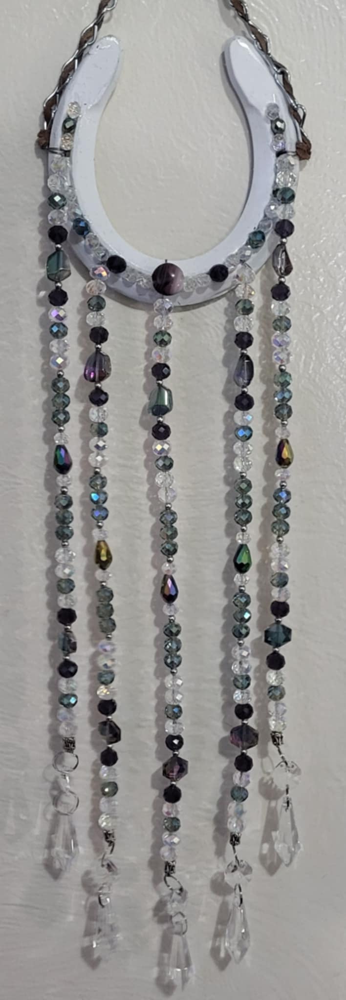 Crystal Greens & Purples Horseshoe Suncatcher - Garden Art, Yard Decor, Window Art (Copy)