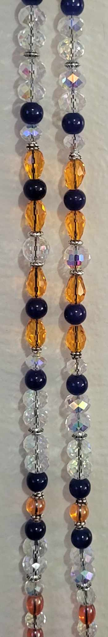 Orange & Blue Beaded Crystal Badge / ID Holder Lanyard - Denver Broncos Colors