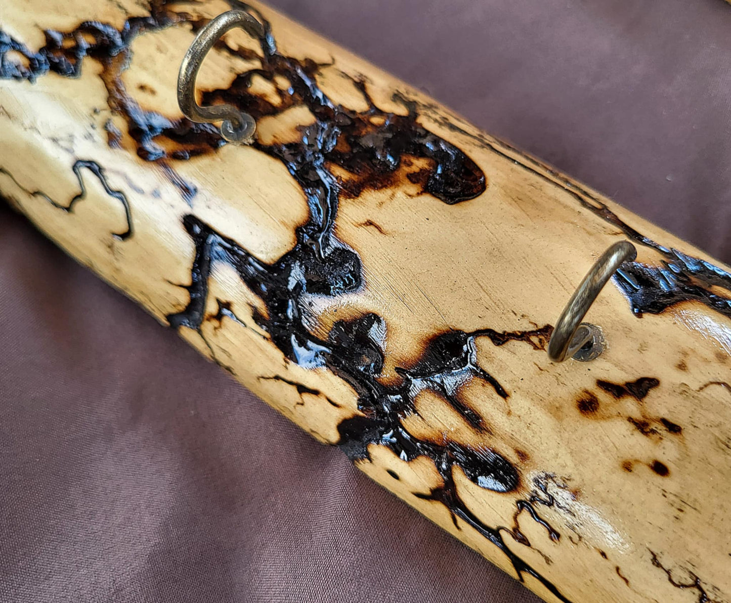 Fractal Burned Wood Key Holder / Mug Holder with 5 Hooks