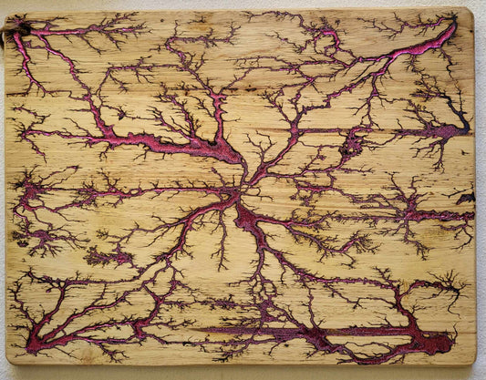 3) 20"x 15 1/2" Reversible Serving / Charcuterie / Bread / Cutting Board- Sparkling Purple & Silvery Blue - Fractal Burned - Food Safe