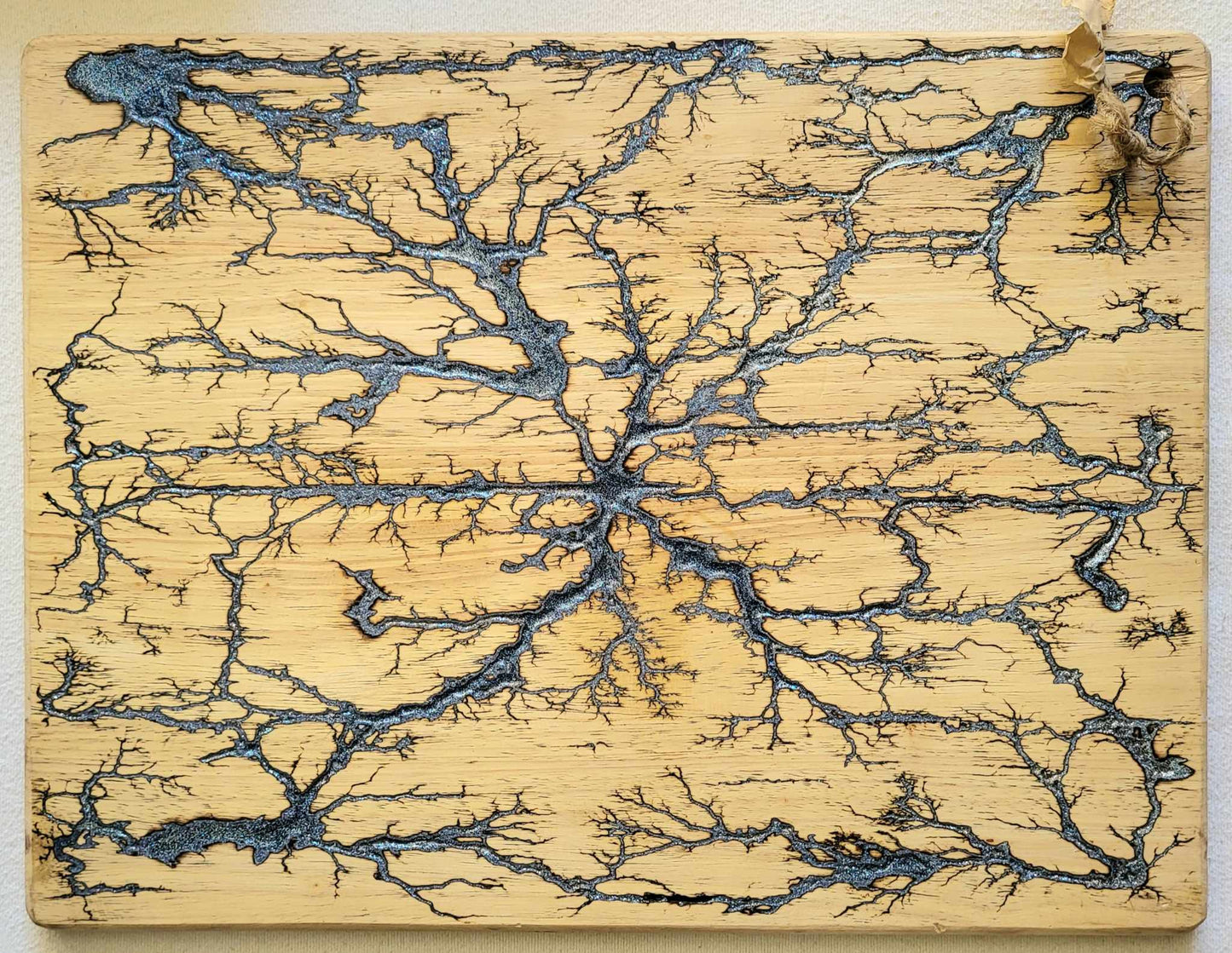 3) 20"x 15 1/2" Reversible Serving / Charcuterie / Bread / Cutting Board- Sparkling Purple & Silvery Blue - Fractal Burned - Food Safe