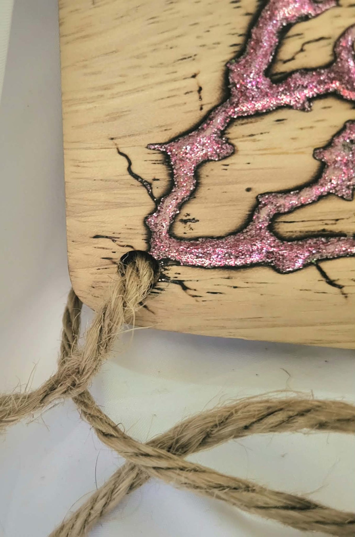 5) 19"x7 1/4" Reversible Serving / Charcuterie / Bread / Cutting Board- Sparkling Rose Fractal Burned