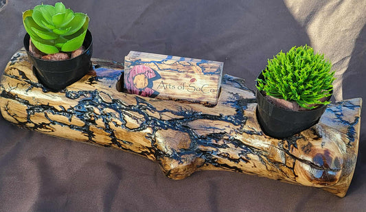 Fractal Burned Small Plant (Succulent or Air Plant) Holder & Business Card Holder