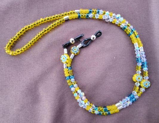 Yellow Daisies Lightweight Beaded Eyeglass Lanyard / Eyeglass Chains / Eyeglass Holder