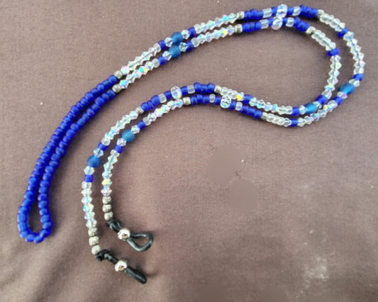 Dark Blue Lightweight Crystal Beaded Eyeglass Lanyard / Eyeglass Chains / Eyeglass Holder