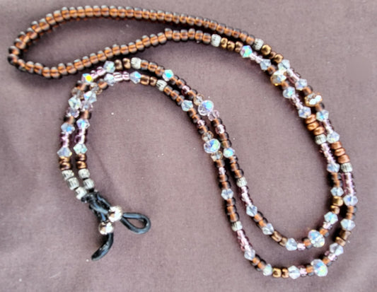 Amber Crystal Beaded Eyeglass Lanyard / Eyeglass Chain