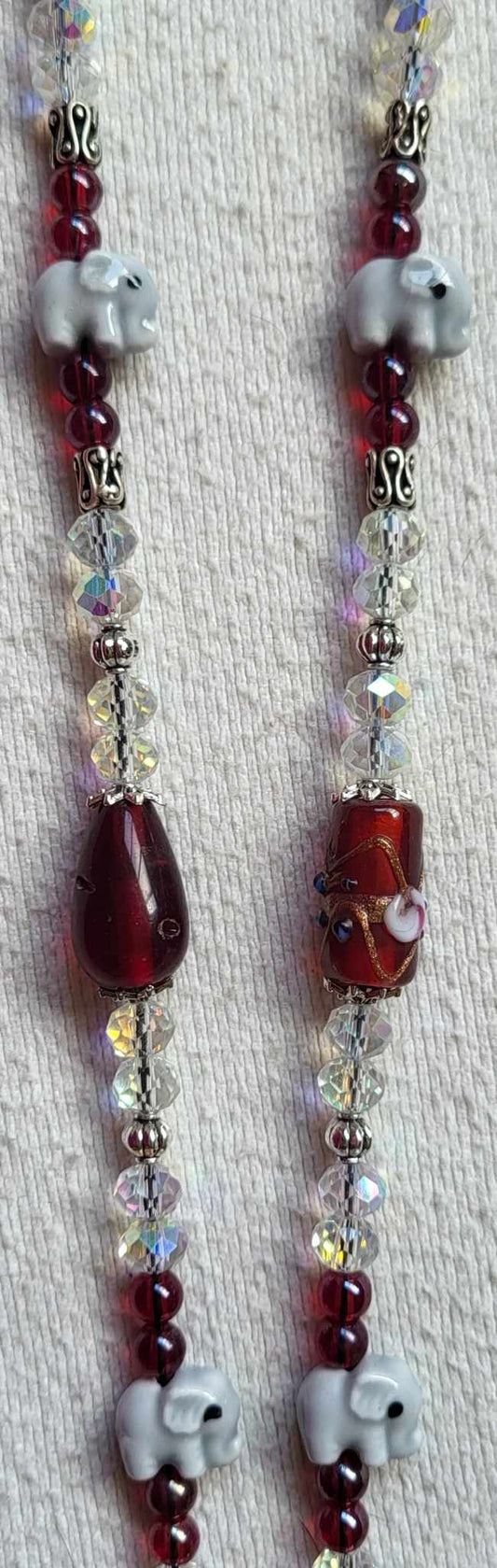 Elephant Beaded Crystal Badge / ID Holder Lanyard