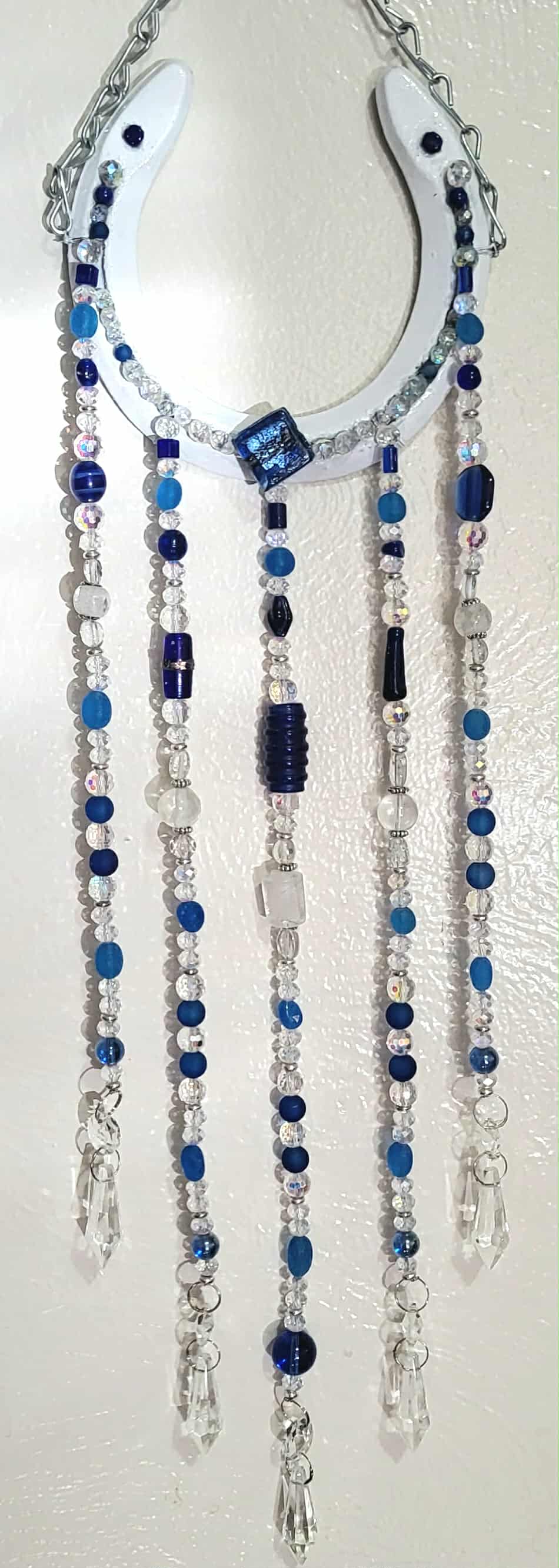 Ocean Blues Horseshoe Suncatcher, Garden Art, Yard Decor, Window Art