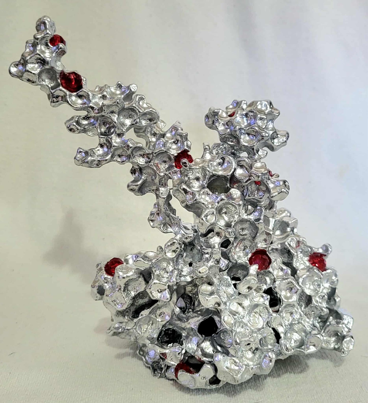 Aluminum Sculpture with Red Crystal