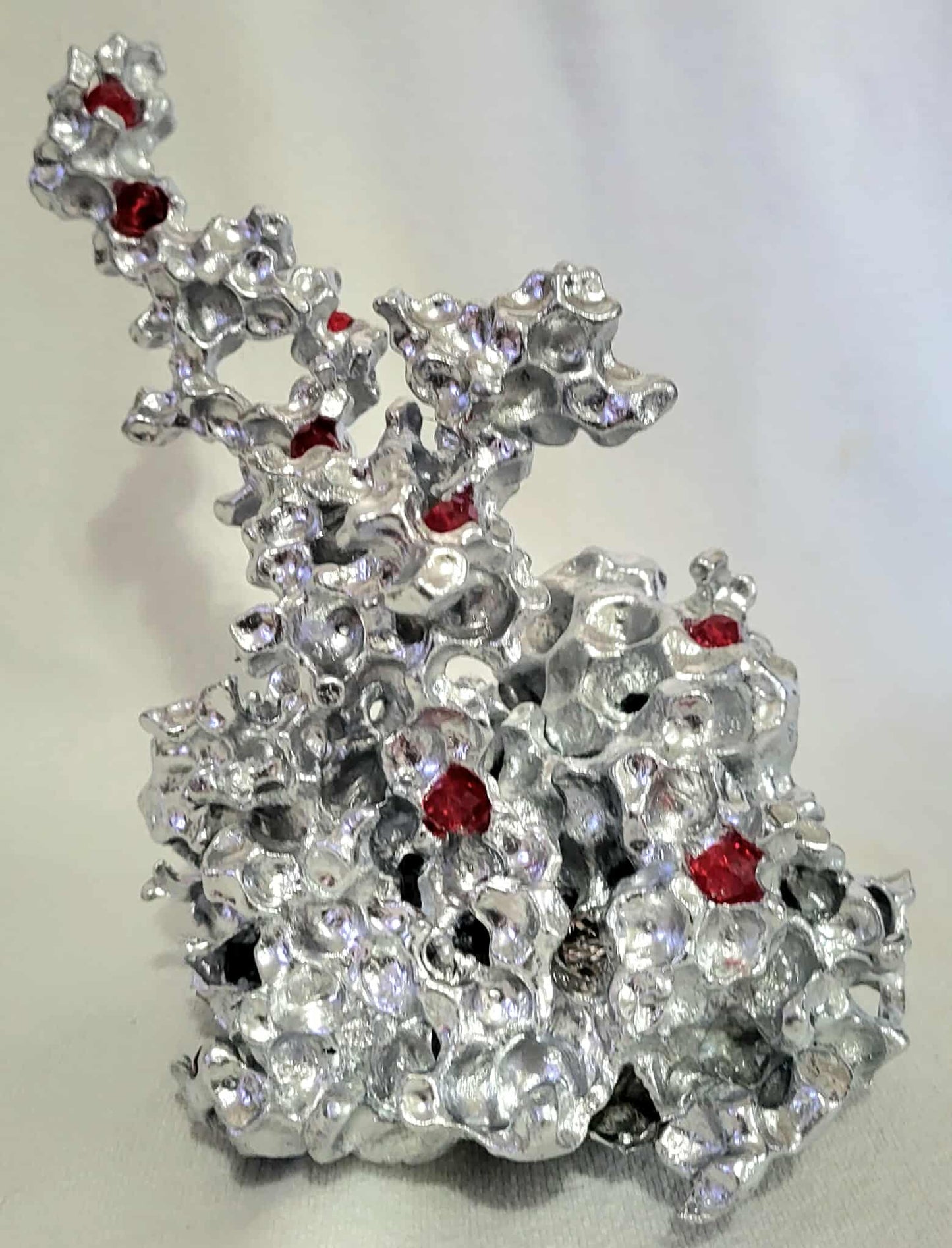 Aluminum Sculpture with Red Crystal