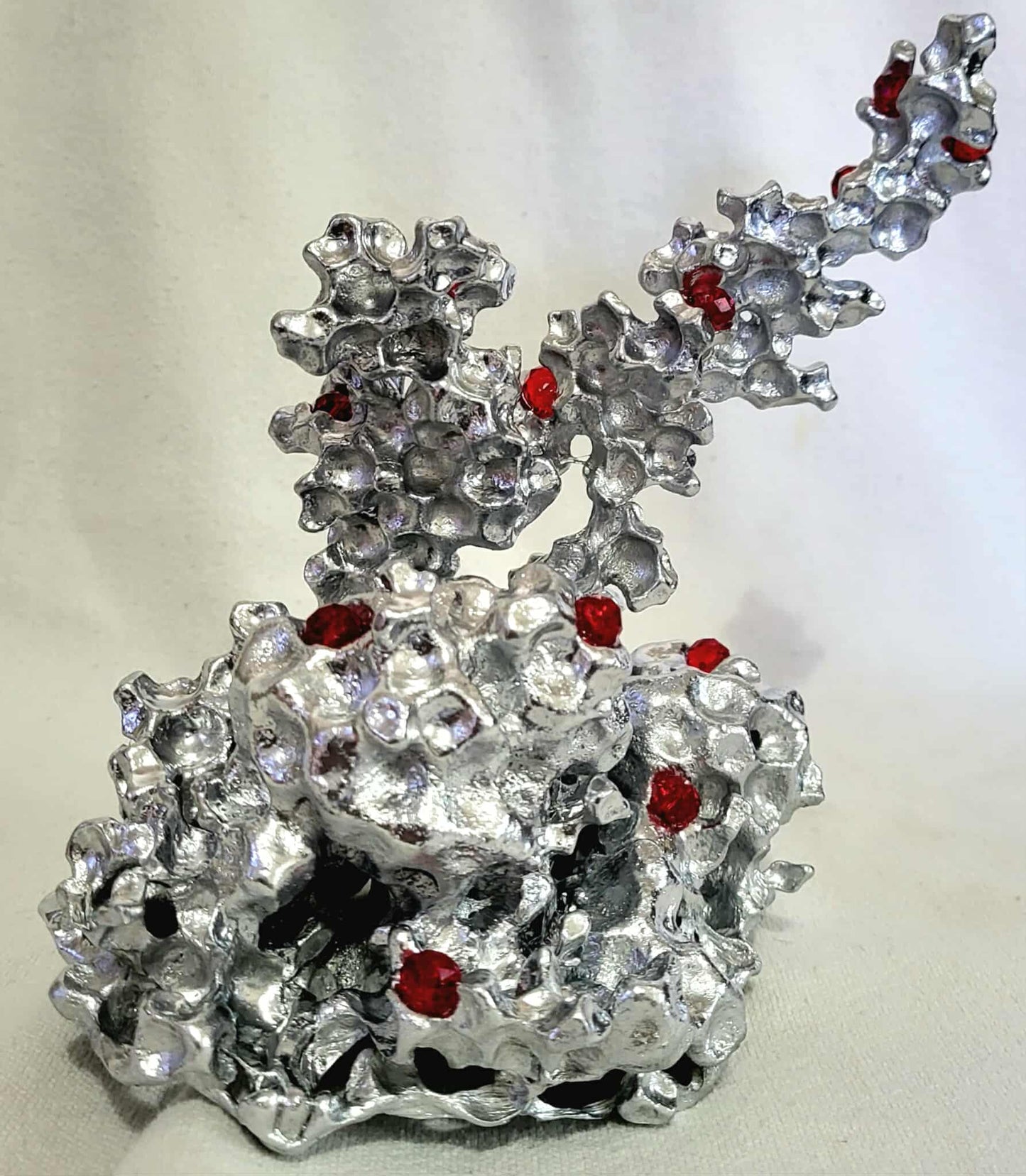 Aluminum Sculpture with Red Crystal