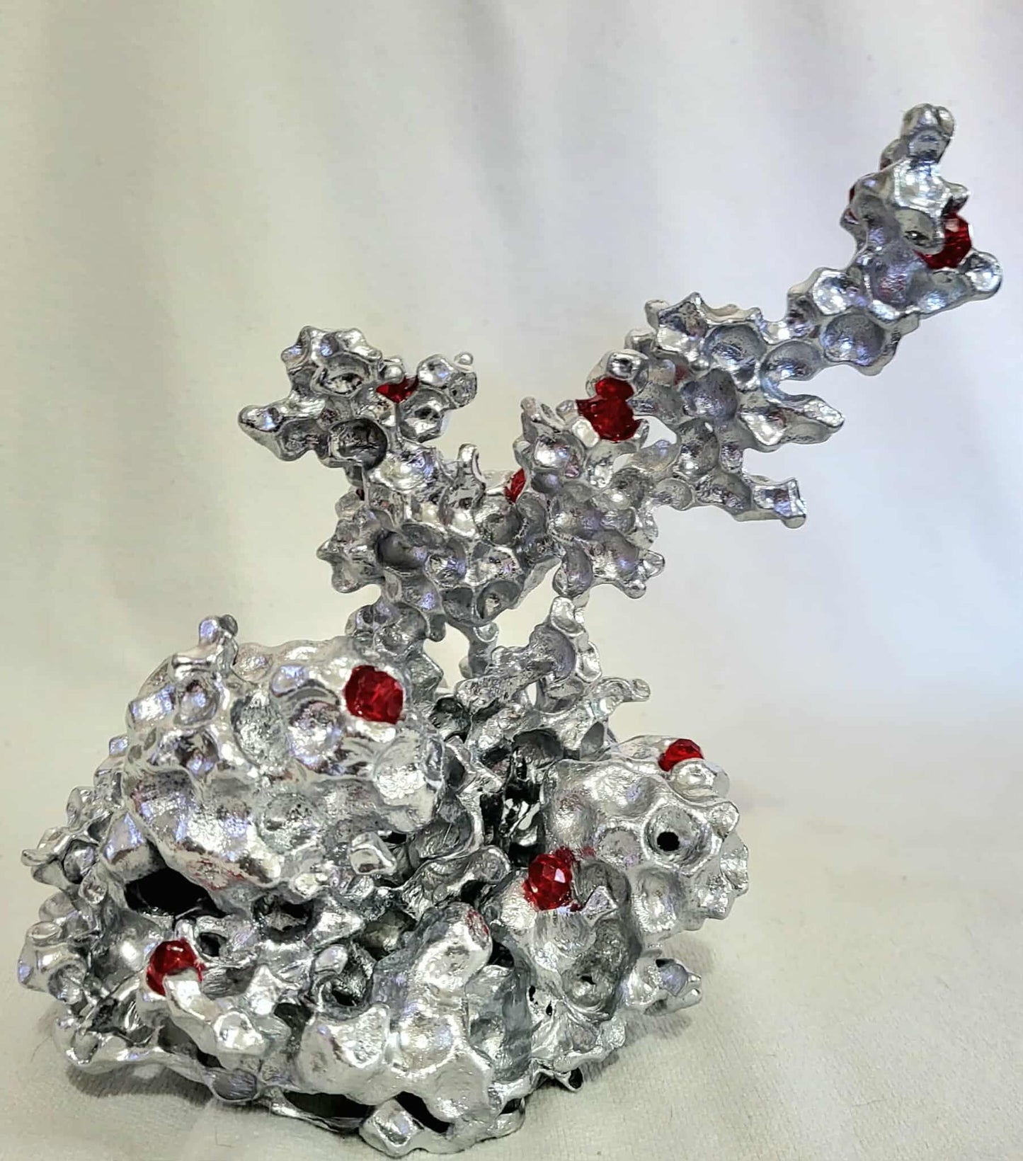 Aluminum Sculpture with Red Crystal