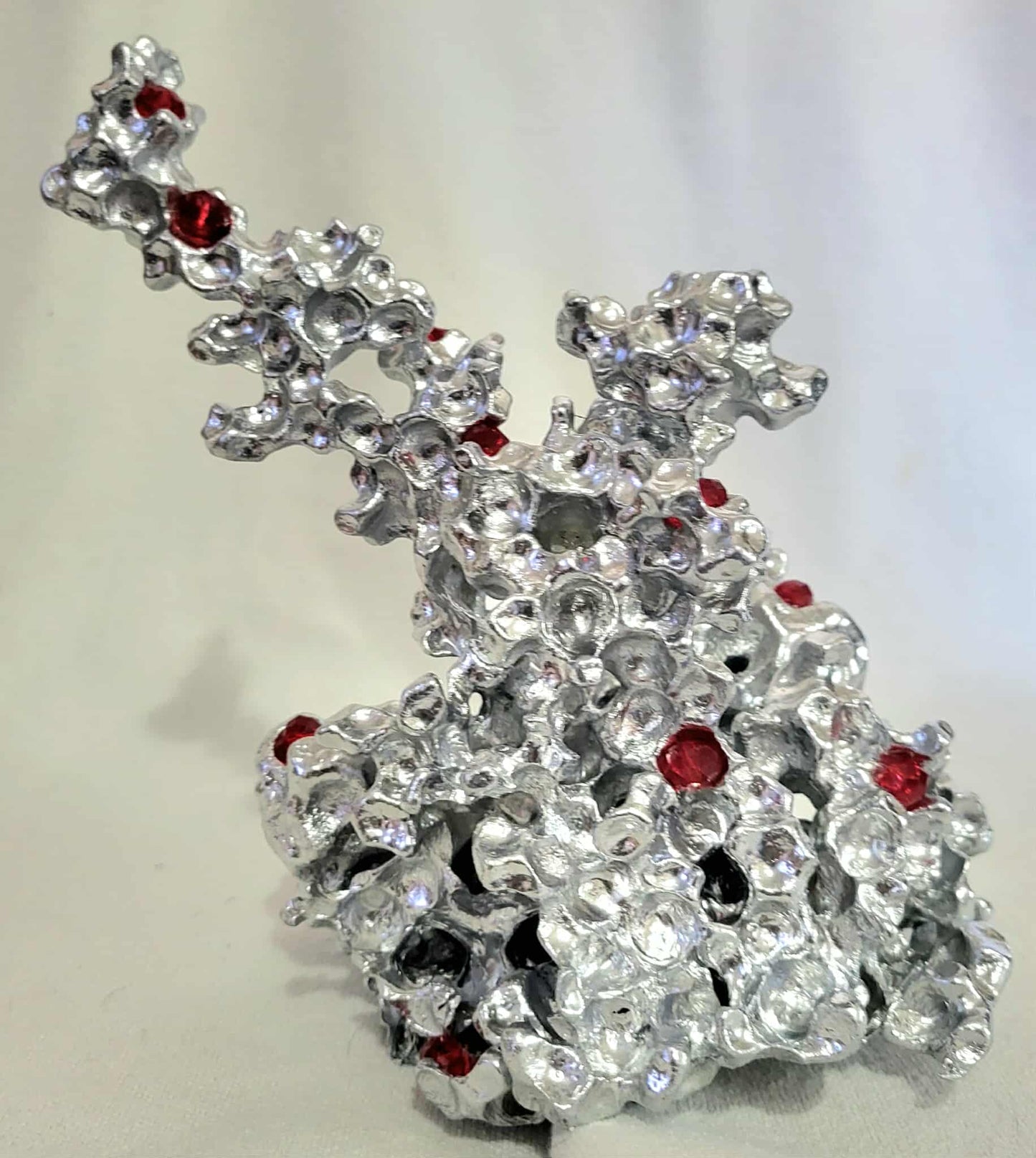 Aluminum Sculpture with Red Crystal