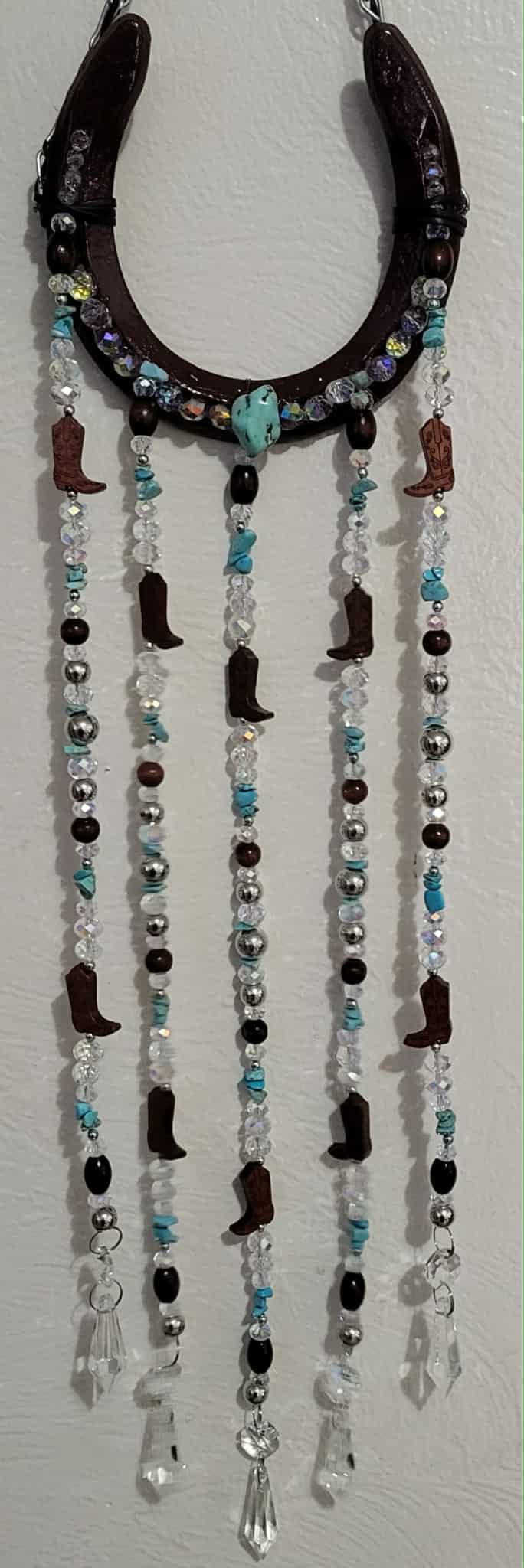 Horseshoe - Cowboy Boots Suncatcher, Garden Art, Yard Decor, Window Art