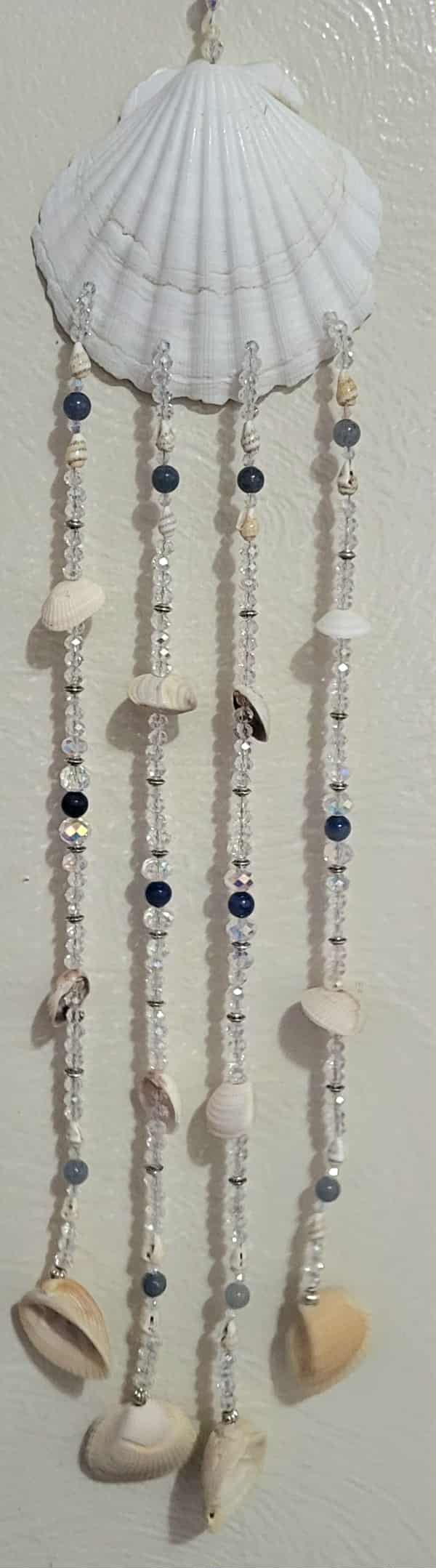 Natural Seashell, Crystal Suncatcher, Shell Suncatcher, Coastal and Beach Suncatcher - Windchimes - Blue Adventurine Stone