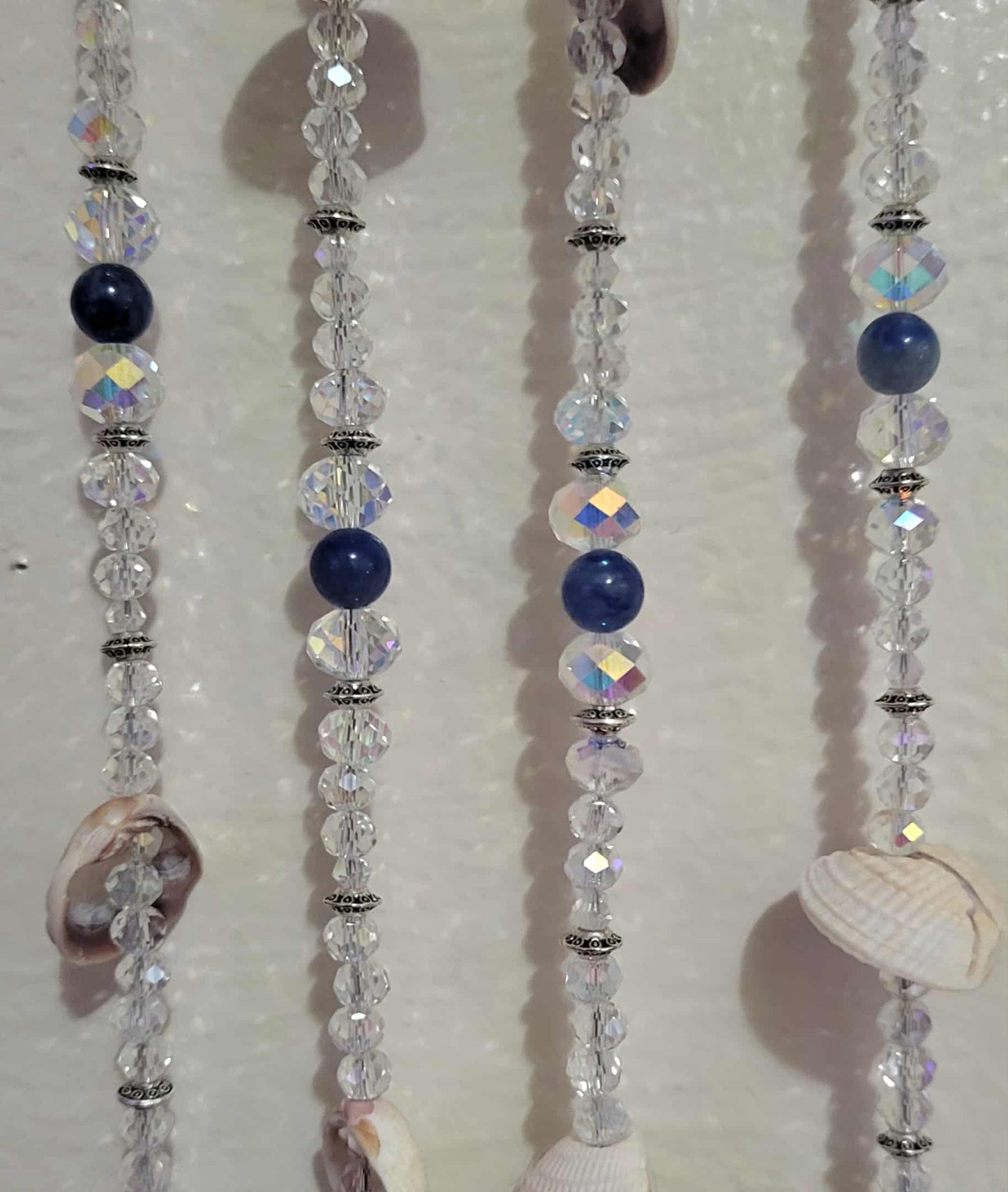 Natural Seashell, Crystal Suncatcher, Shell Suncatcher, Coastal and Beach Suncatcher - Windchimes - Blue Adventurine Stone