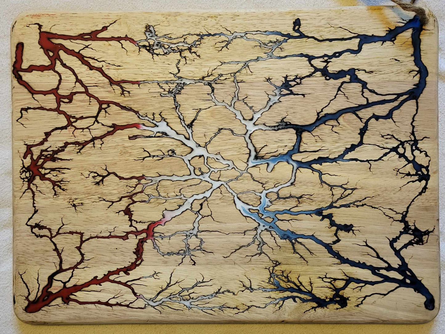 10) 20"x 15 1/2" Reversible Serving / Charcuterie / Bread / Cutting Board - Red White & Blue -Fractal Burned-Food Safe