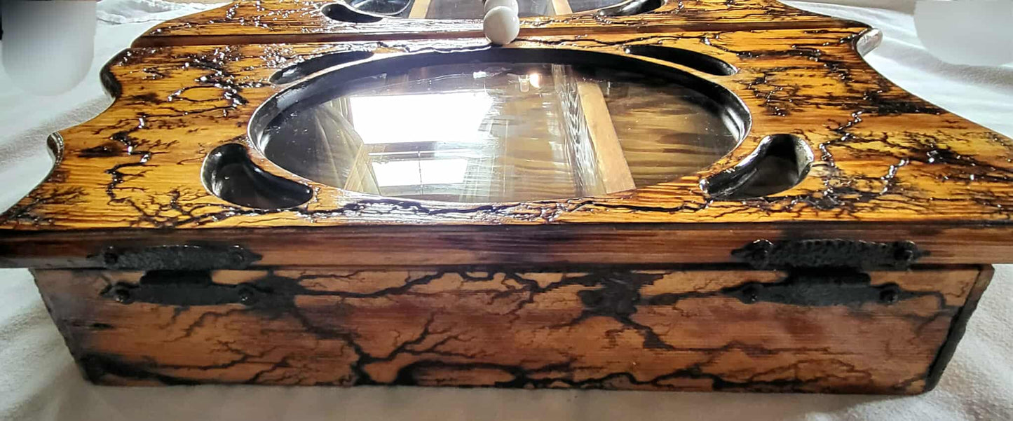 Vintage Fractal Burned Medicine - Spice Cabinet - Collectibles - Hanging Cabinet