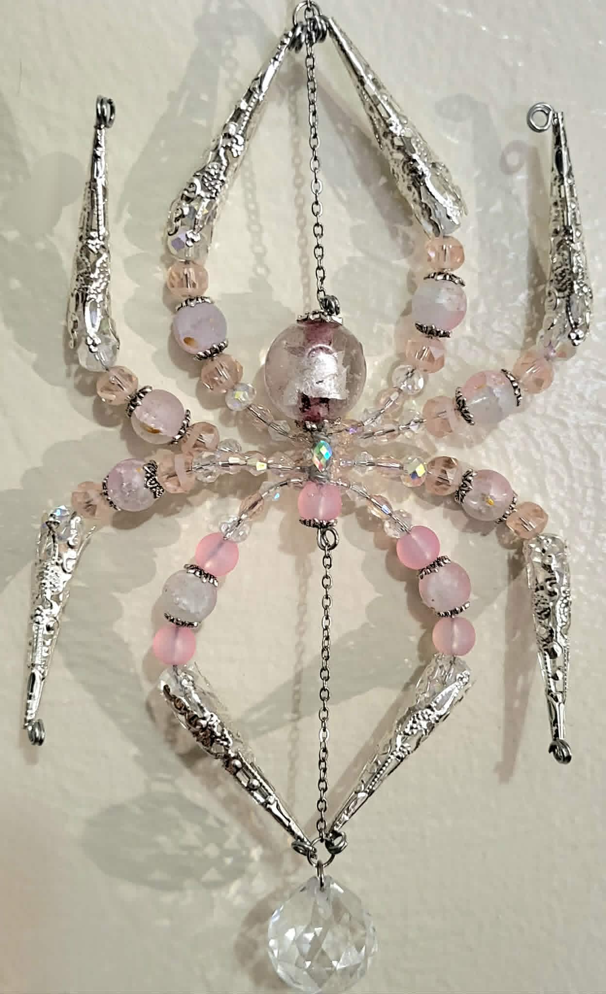 Pink Aurora Borealis Spider Spinner Suncatcher