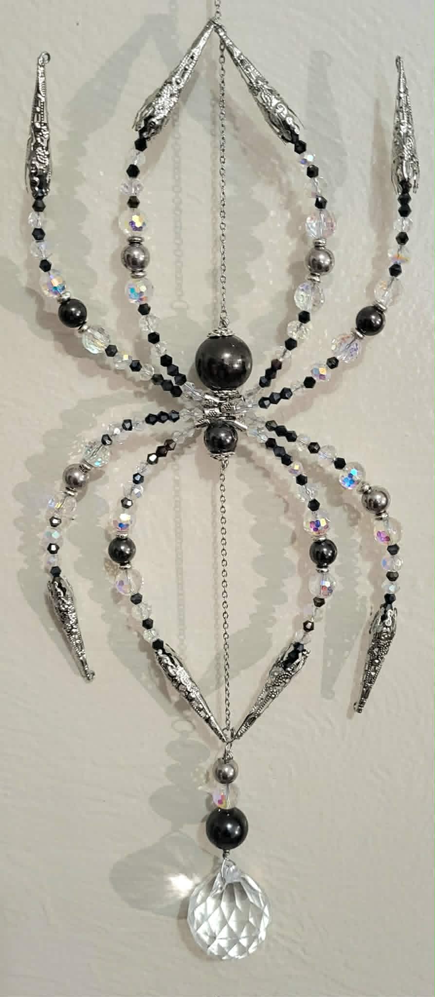 Large Pewter Pearl Spider Spinner Suncatcher