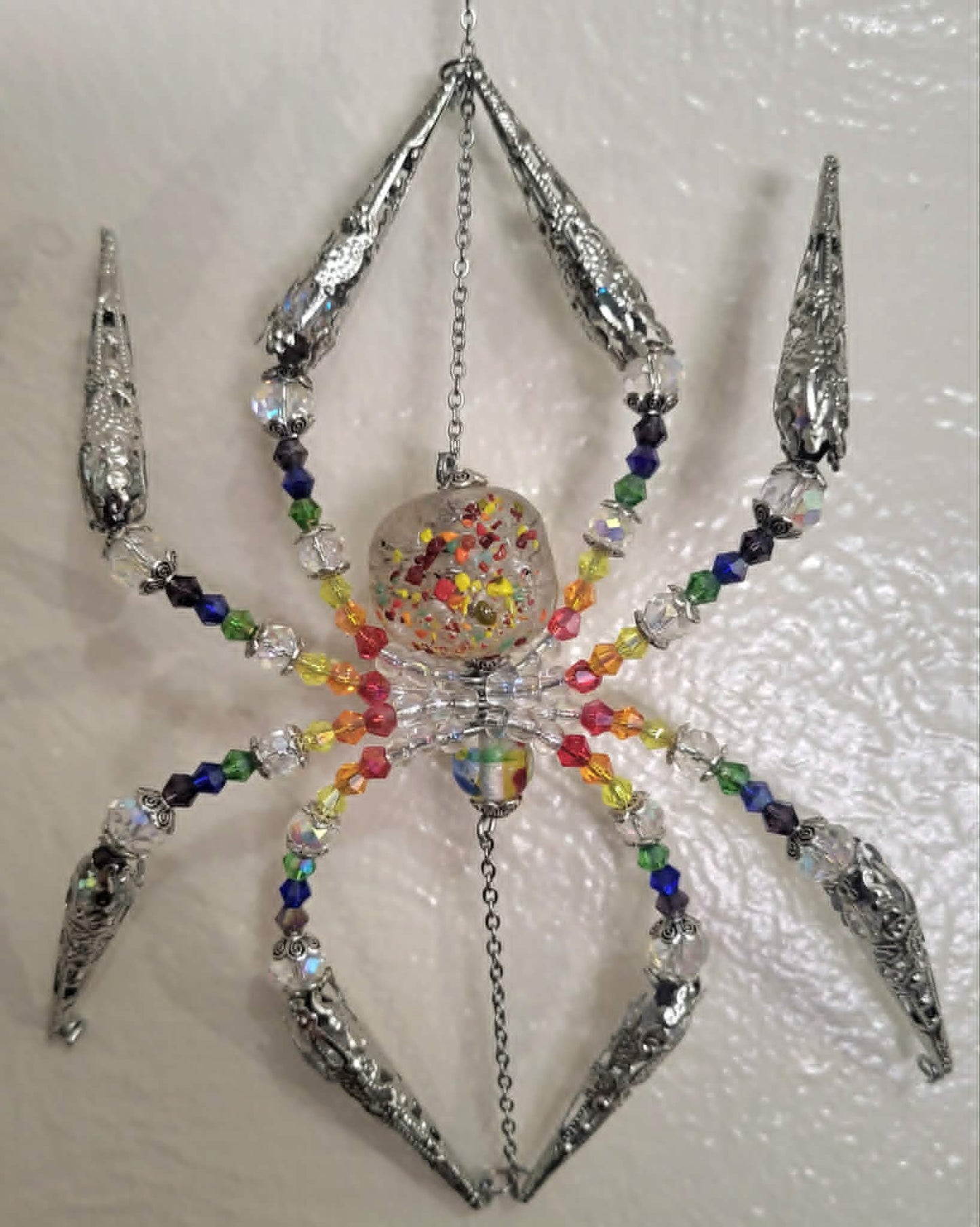 Rainbow Aurora Borealis Spider Spinner Suncatcher