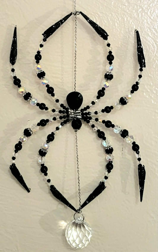 Large Black Aurora Borealis Spider Spinner Suncatcher