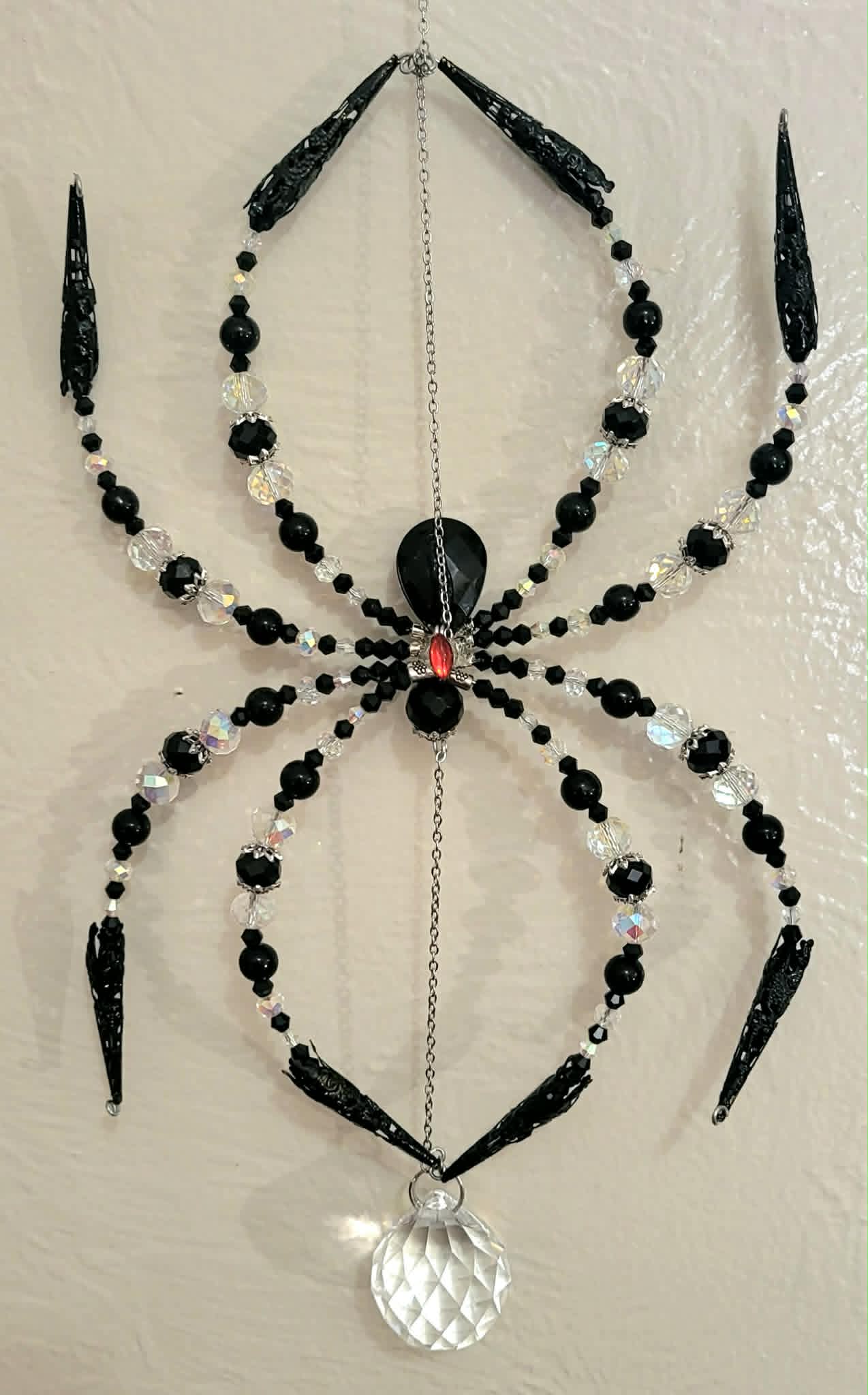 Large Black Aurora Borealis Spider Spinner Suncatcher