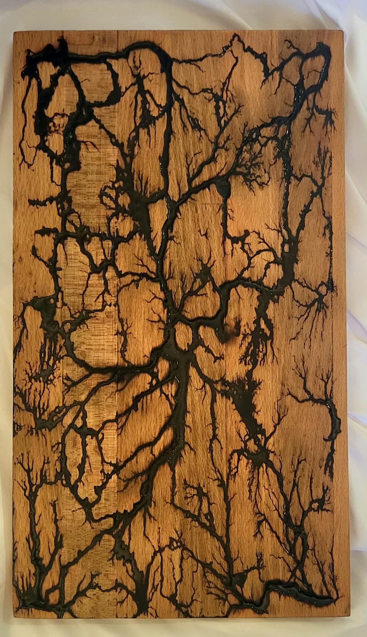 1)   18" x 10" Reversible Serving / Charcuterie / Bread Board- Black - Fractal Burned - Food Safe