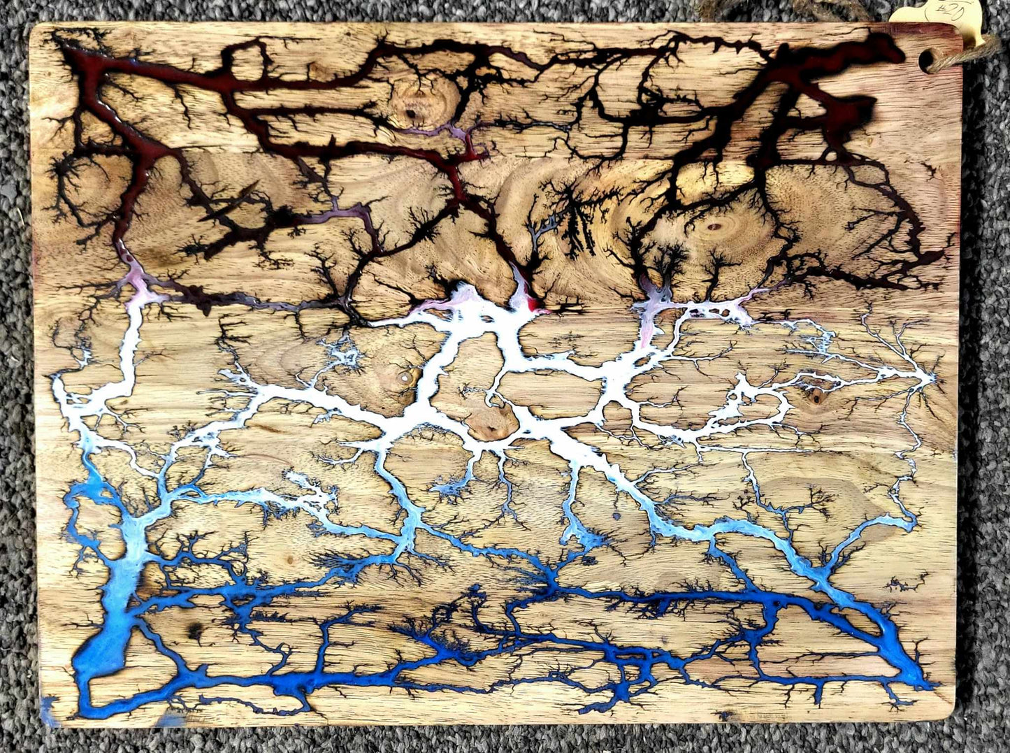 20# - 20"x 15 1/2" Reversible Serving / Charcuterie / Bread / Cutting Board- Red White & Blue -Fractal Burned-Food Safe