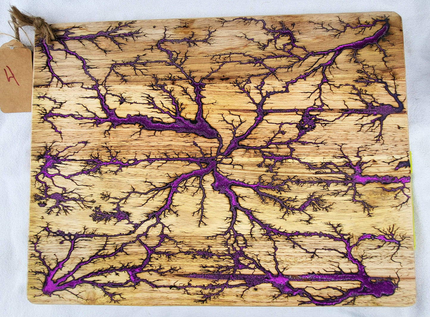 4 - 20"x 15 1/2" Reversible Serving, Charcuterie & Cutting Board - Sparkling Purple & Blue- Fractal Burned - Food Safe