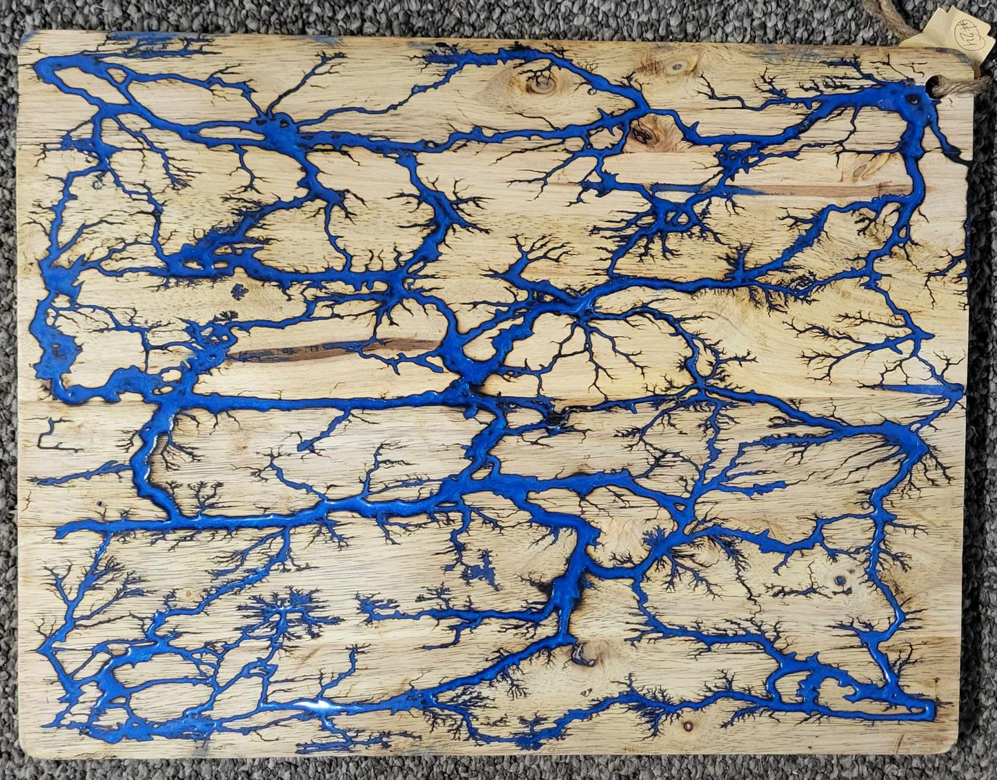 24# - 20"x 15 1/2" Reversible Serving / Charcuterie / Bread / Cutting Board- Blue & Royal Blue - Fractal Burned-Food Safe