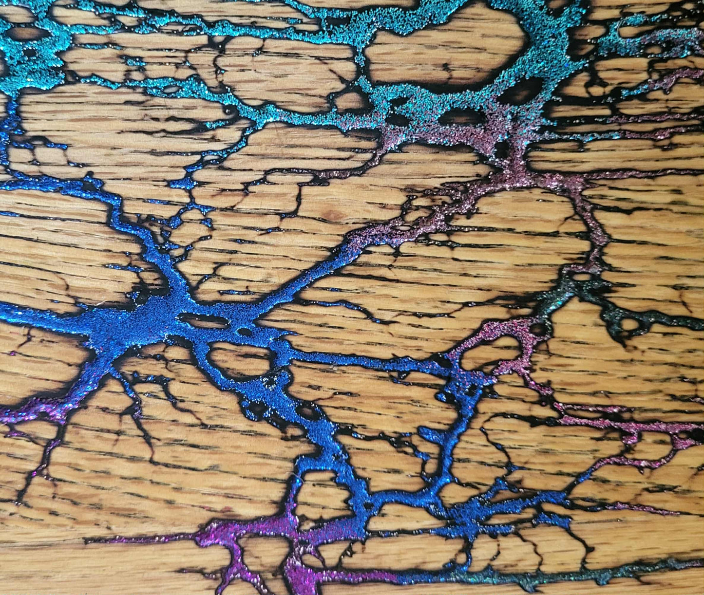 24) 18"x 7 3/4" Solid Oak Reversible Serving / Charcuterie / Bread - Sparkling Multicolored- Fractal Burned - Food Safe