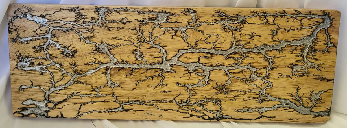 3)   19"x7 1/4" Reversible Serving / Charcuterie / Bread / Cutting Board- Sparkling Silver - Fractal Burned