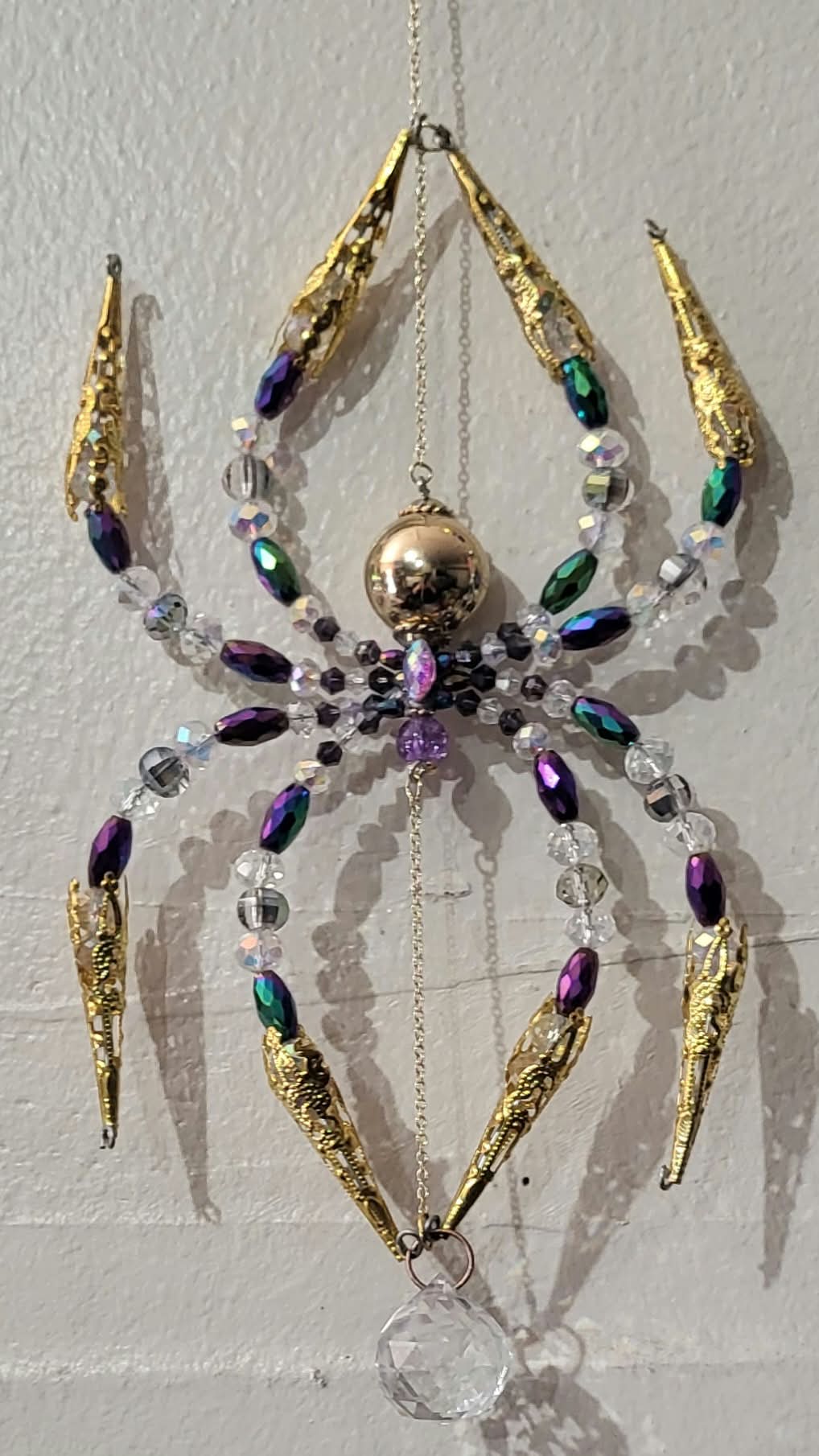 "Mardi Gras" Spider Spinner Suncatcher