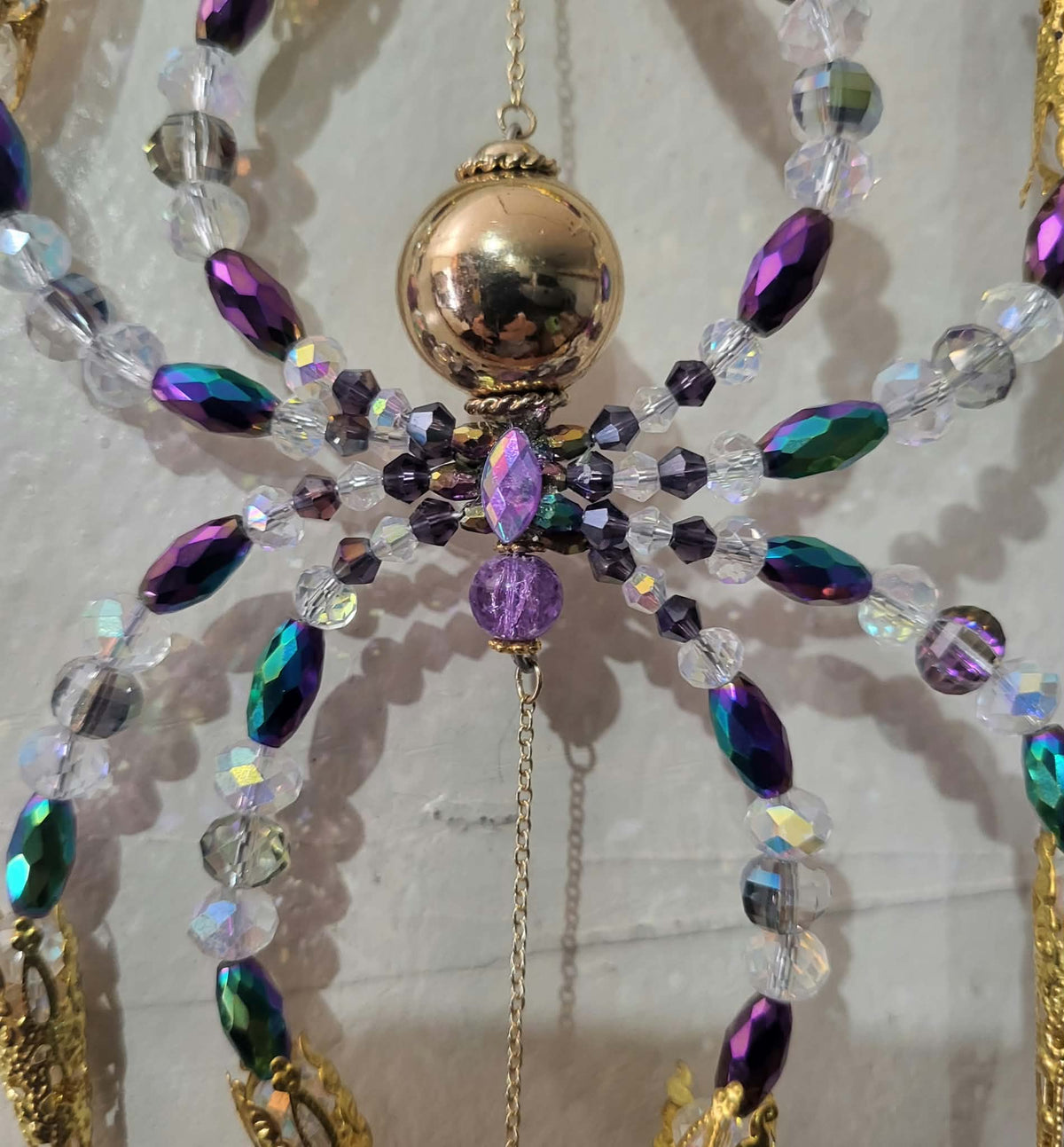 "Mardi Gras" Spider Spinner Suncatcher