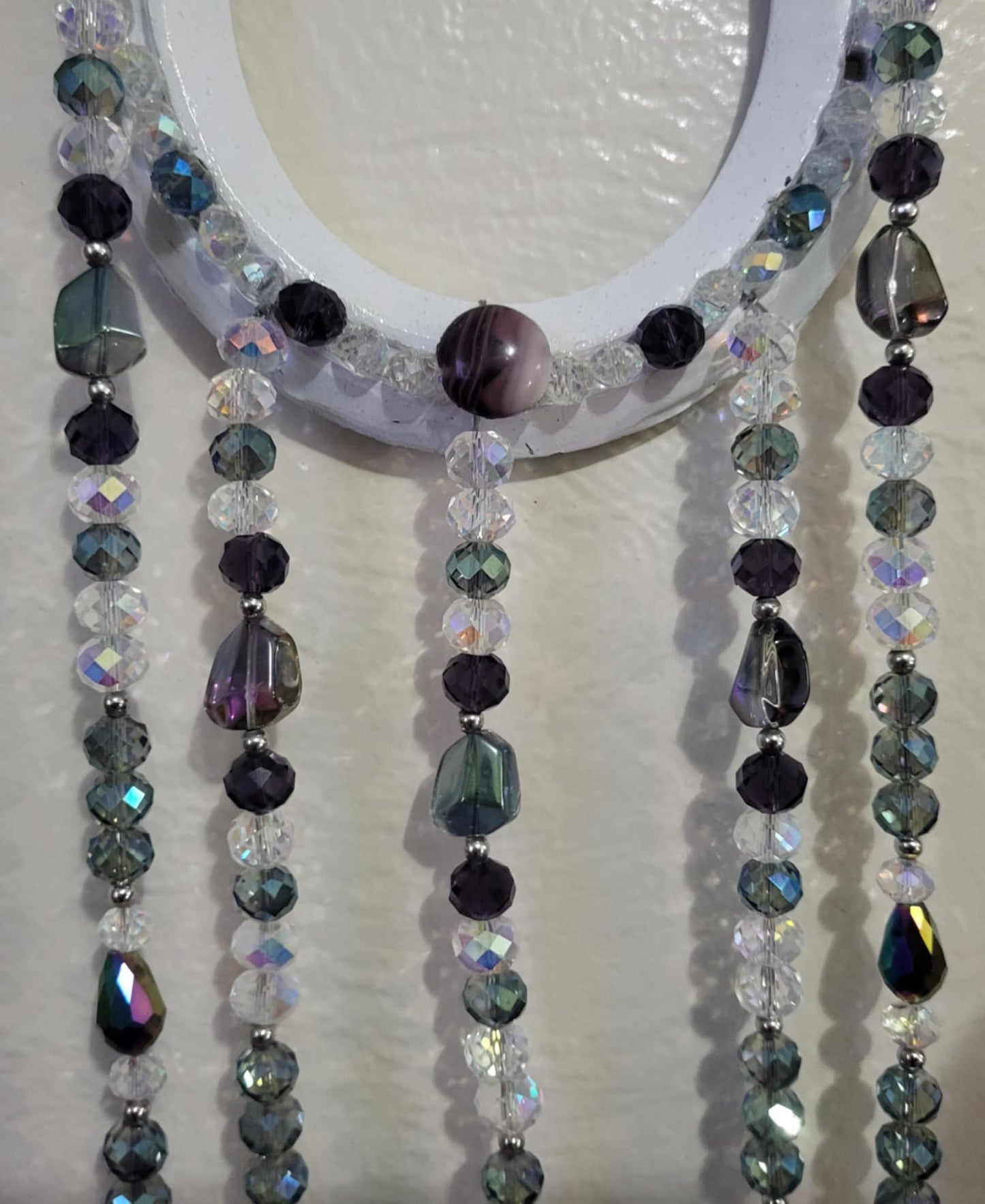 Crystal Greens & Purples Horseshoe Suncatcher - Garden Art, Yard Decor, Window Art (Copy)