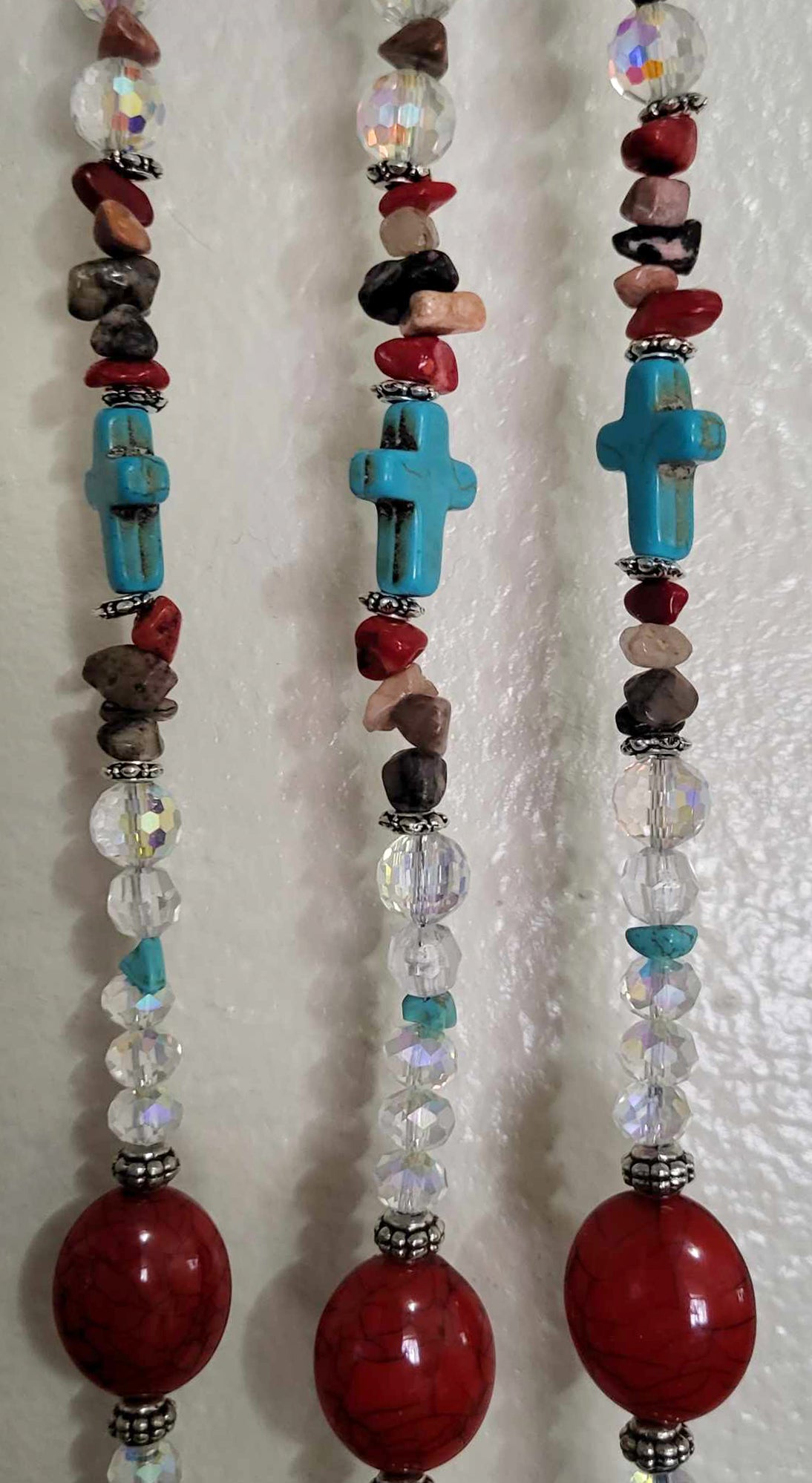 Red & Blue Turquoise Cross on Branch Suncatcher