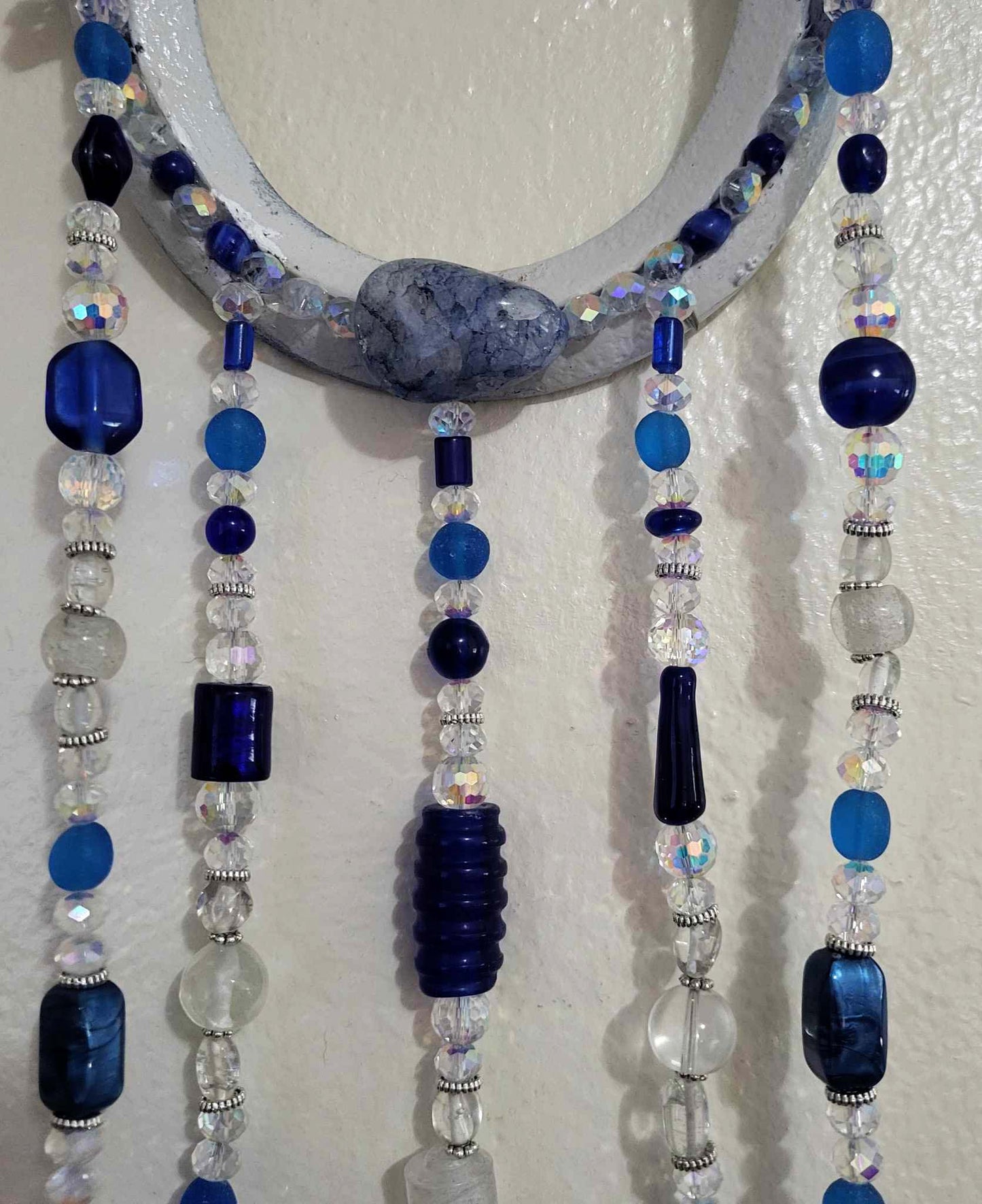 Crystal Blues - Horseshoe Sun Catcher, Garden Art, Yard Decor