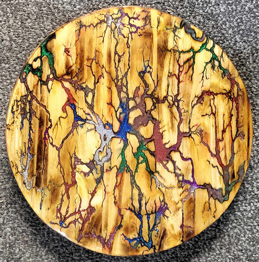 17 1/2" Multicolor Fractal Burned Lazy Susan -  Centerpiece