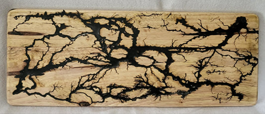 4)   19"x7 1/4" Acacia Wood - Reversible Serving / Charcuterie / Bread / Cutting Board- Black Fractal Burned