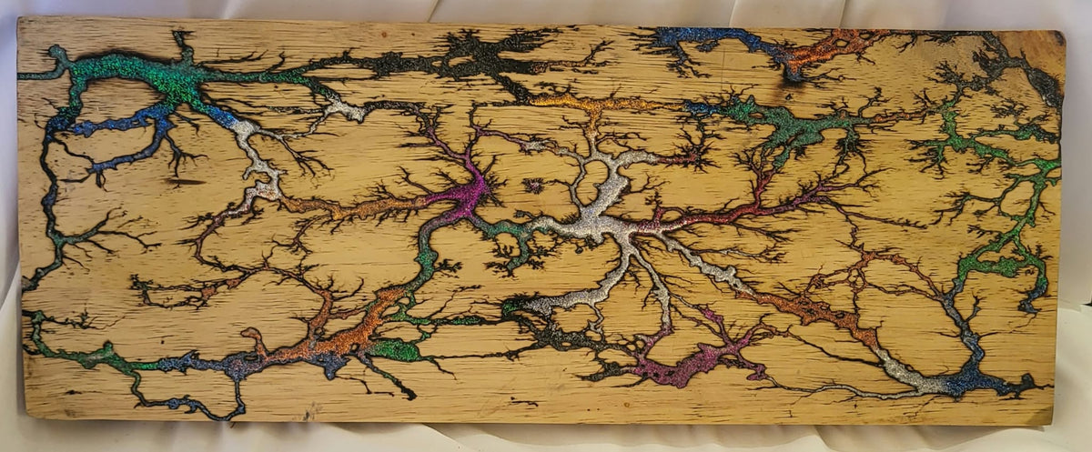 4)   19 1/2" x 7" Reversible Serving / Charcuterie / Bread Board- Sparkling Multicolored - Fractal Burned - Food Safe