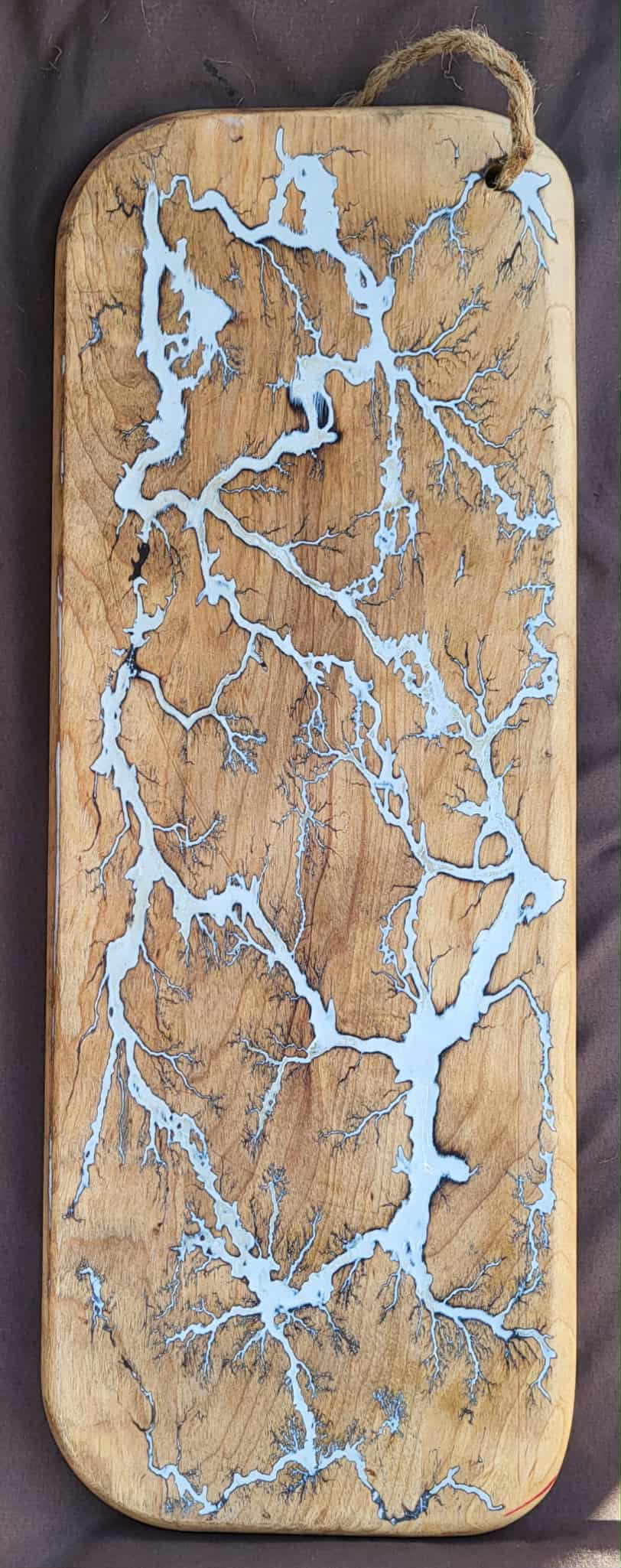 4)   20"x8" Solid Oak Reversible Serving / Charcuterie / Bread / Cutting Board- White Fractal Burned - Food Safe