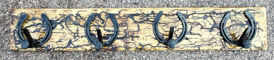 4' Reclaimed Horseshoe Fractal Burned Coat & Hat Rack - Decorative Cowboy Hat
