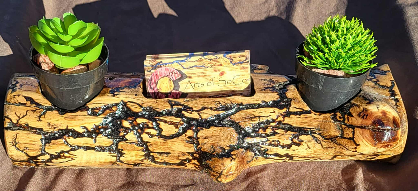 Fractal Burned Small Plant (Succulent or Air Plant) Holder & Business Card Holder